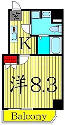 レオーネ綾瀬 1Kの間取図画像