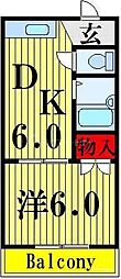 ルナパークA 1DKの間取図画像