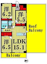 ロイヤルパークスシーサー 3LDKの間取図画像
