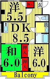 アローハイツ 3DKの間取図画像