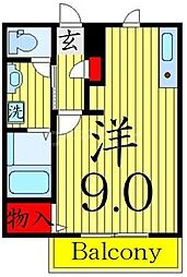 ブルーウェル ワンルームの間取図画像