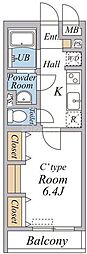 リブリ・南花畑 1Kの間取図画像
