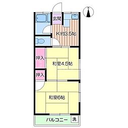 フラット吉田 2Kの間取図画像
