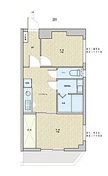 サンヴァレイプラザ 2DKの間取図画像