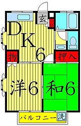 第二谷中コーポ 2DKの間取図画像
