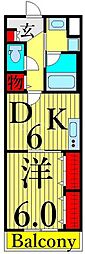 サニーコート東綾瀬 1DKの間取図画像
