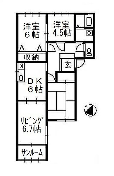 フラワーハイツ 201号｜新潟県上越市平成町(賃貸アパート3LDK・2階・69.10㎡)の写真 その2