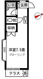 K・イースト 1階1Kの間取り