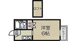 シャンブルキタノ1 1Kの間取図画像