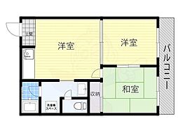 シャトルハイツフジノ 2LDKの間取図画像