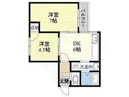 シャトーアヴァンセ 2DKの間取図画像