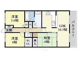 インペリアル鳳 3LDKの間取図画像