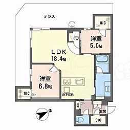 堺市西区浜寺元町3丁マンション 2LDKの間取図画像