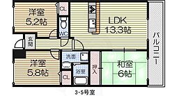 リップルコート和泉中央 3LDKの間取図画像