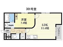 ラフィナート和泉 1LDKの間取図画像