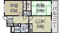 レジデンスコトン 2DKの間取図画像