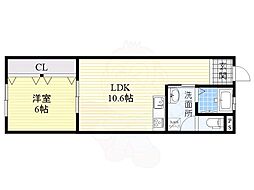 マンションはごろも 1LDKの間取図画像