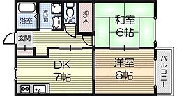 ファミーユ羽衣 2DKの間取図画像