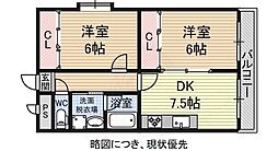 ヴェルドミール府中 2DKの間取図画像