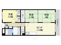 フレンズシップ高石 3LDKの間取図画像