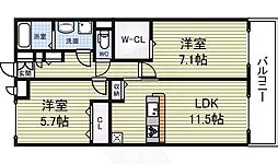 パルティール3 2LDKの間取図画像