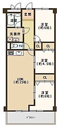 南海狭山コーポ2棟 3LDKの間取図画像