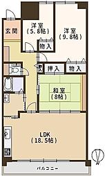 ガーデンシティーコープ金剛東6棟 3LDKの間取図画像