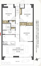 ライオンズヒルズ堺堀上町 3LDKの間取図画像
