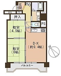 藤和さやまハイタウンB棟 2LDKの間取図画像