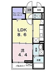 サーラグラシオーザ 1LDKの間取図画像