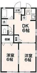 ラ・フィーネ 2DKの間取図画像