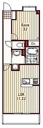 ユアステージ国分寺 1LDKの間取図画像