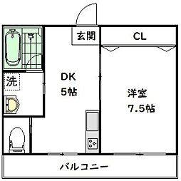 グレース東町 1Kの間取図画像