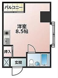 Fボックスハウス ワンルームの間取図画像