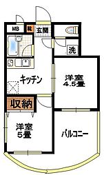 ヴィア武蔵小金井 2Kの間取図画像