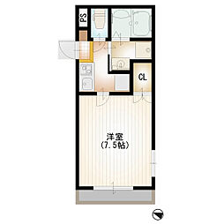 CLOVER八番館 1Kの間取図画像