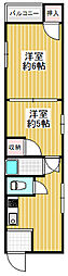 ムックマンションパート3 1DKの間取図画像