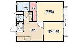 コウエイアパートA 2DKの間取図画像