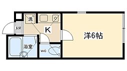 ウィステリアK 1Kの間取図画像