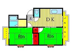 ターナハイムB 2DKの間取図画像