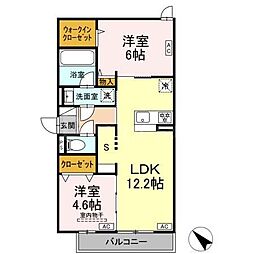 セレスティア新宿 2LDKの間取図画像