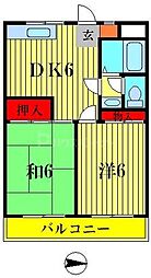 パールハイム 2DKの間取図画像