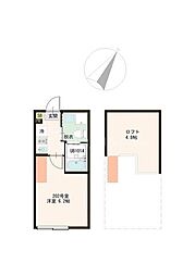 京成本線 京成高砂駅 徒歩10分の賃貸アパート 2階ワンルームの間取り