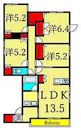 マリンハイツ 4LDKの間取図画像