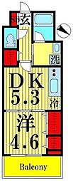 アミティエ八潮 1DKの間取図画像