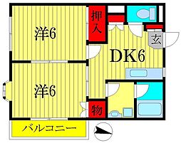 サンワマンション 2DKの間取図画像