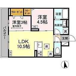 セレスティア新小岩 2LDKの間取図画像