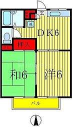 ユニティハッコウ 2DKの間取図画像