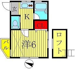 グリーンハイツ 1Kの間取図画像