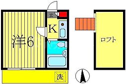ウイステリア 1Kの間取図画像
